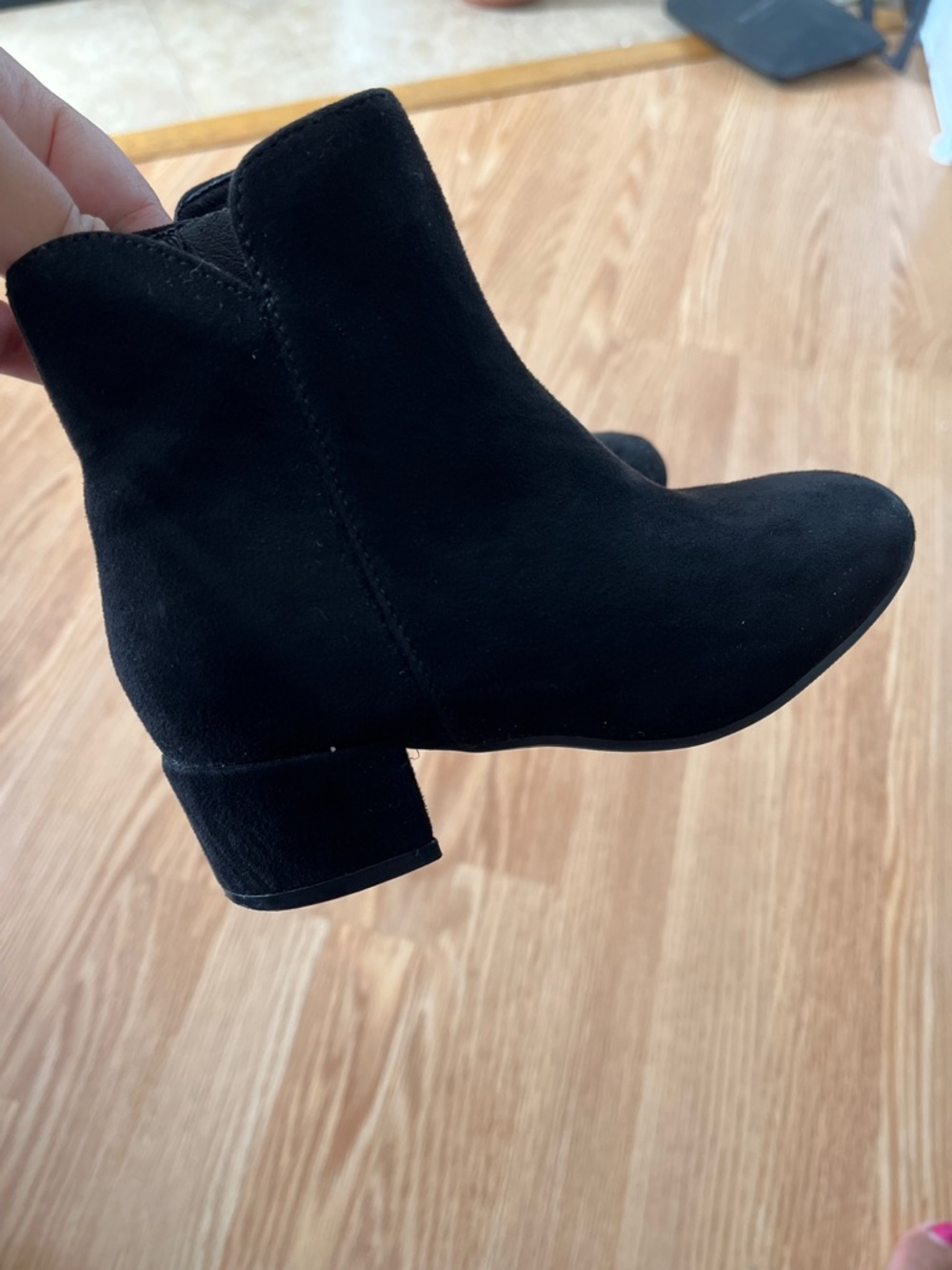 $15 = 4 pairs - Toddler's Black Suede Ankle Boots - size 10